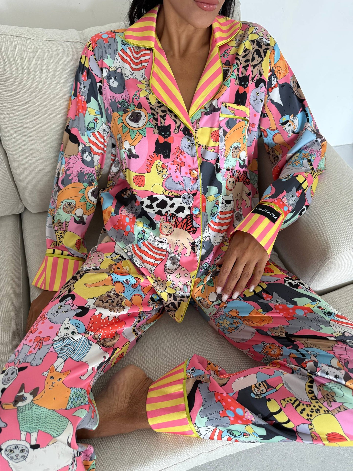 Satijnen- Luxe Pyjamaset- Pyjama- Nachtkleding Roze