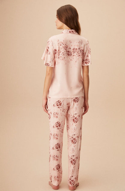 Dames Pyjama Set -Homewear  Korte Mouwen Oudroze