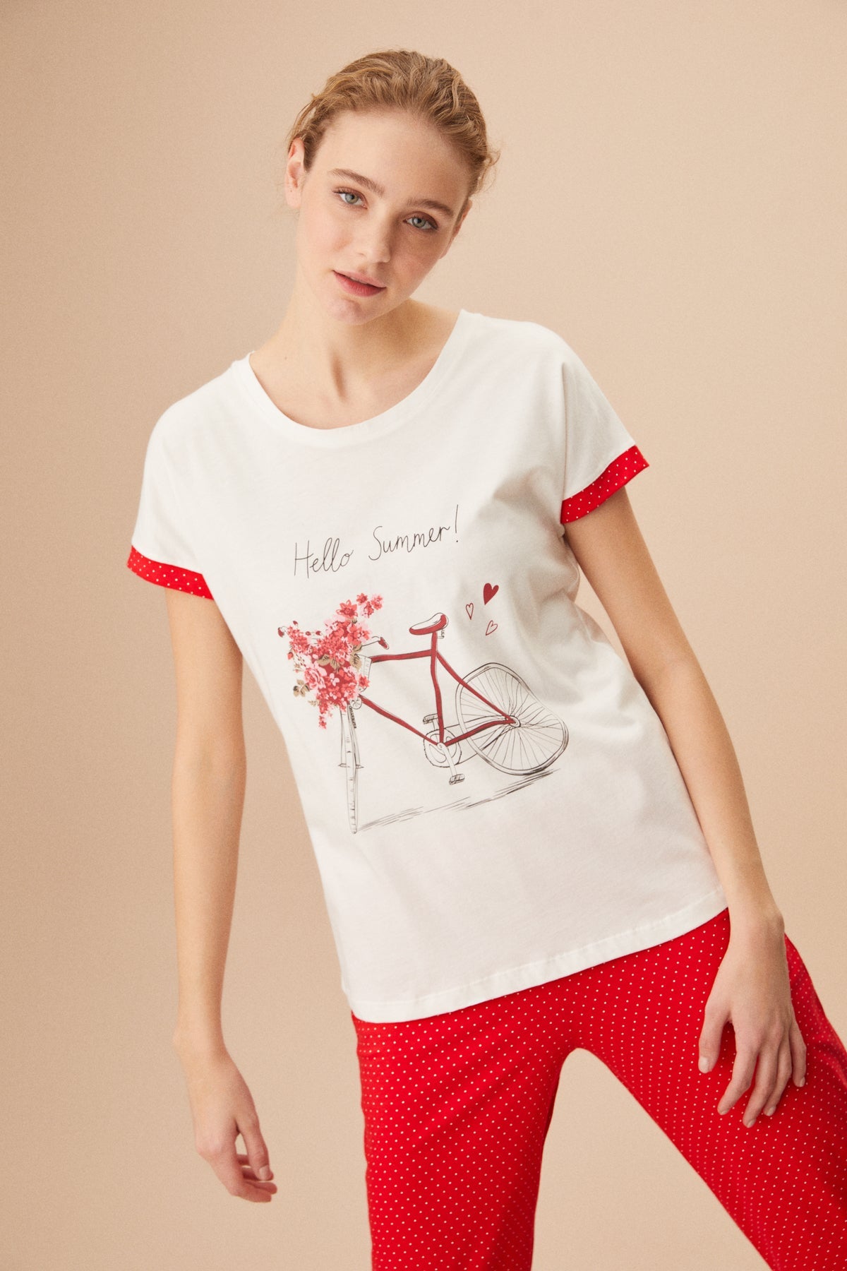 Katoen Dames Pyjama Set bloemen Print