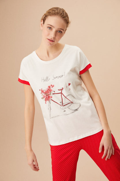 Katoen Dames Pyjama Set bloemen Print