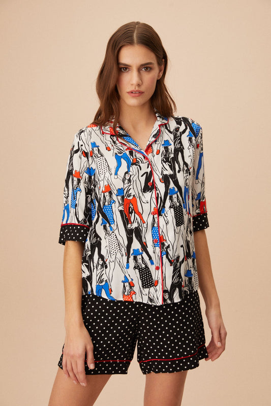 Viscose Pyjama Set Korte Mouw / Korte Broek