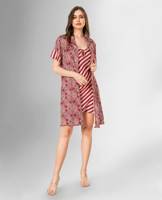 Satijn Nachtjapon/ Ochtendjas