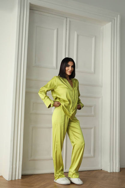 Elegante satijnen pyjamaset voor dames - luxe satijnen nachtkleding