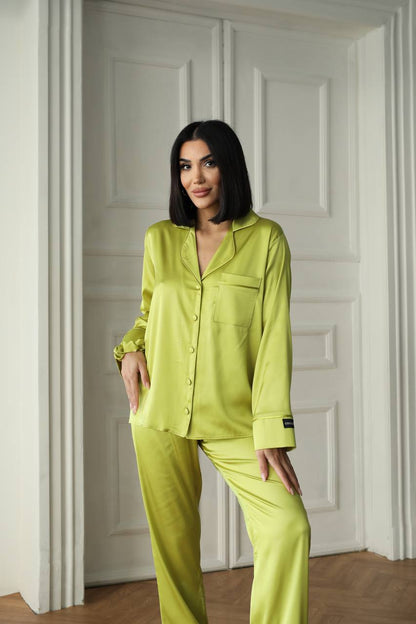Elegante satijnen pyjamaset voor dames - luxe satijnen nachtkleding