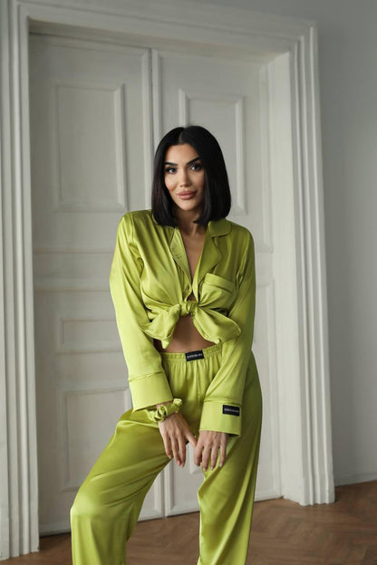 Elegante satijnen pyjamaset voor dames - luxe satijnen nachtkleding