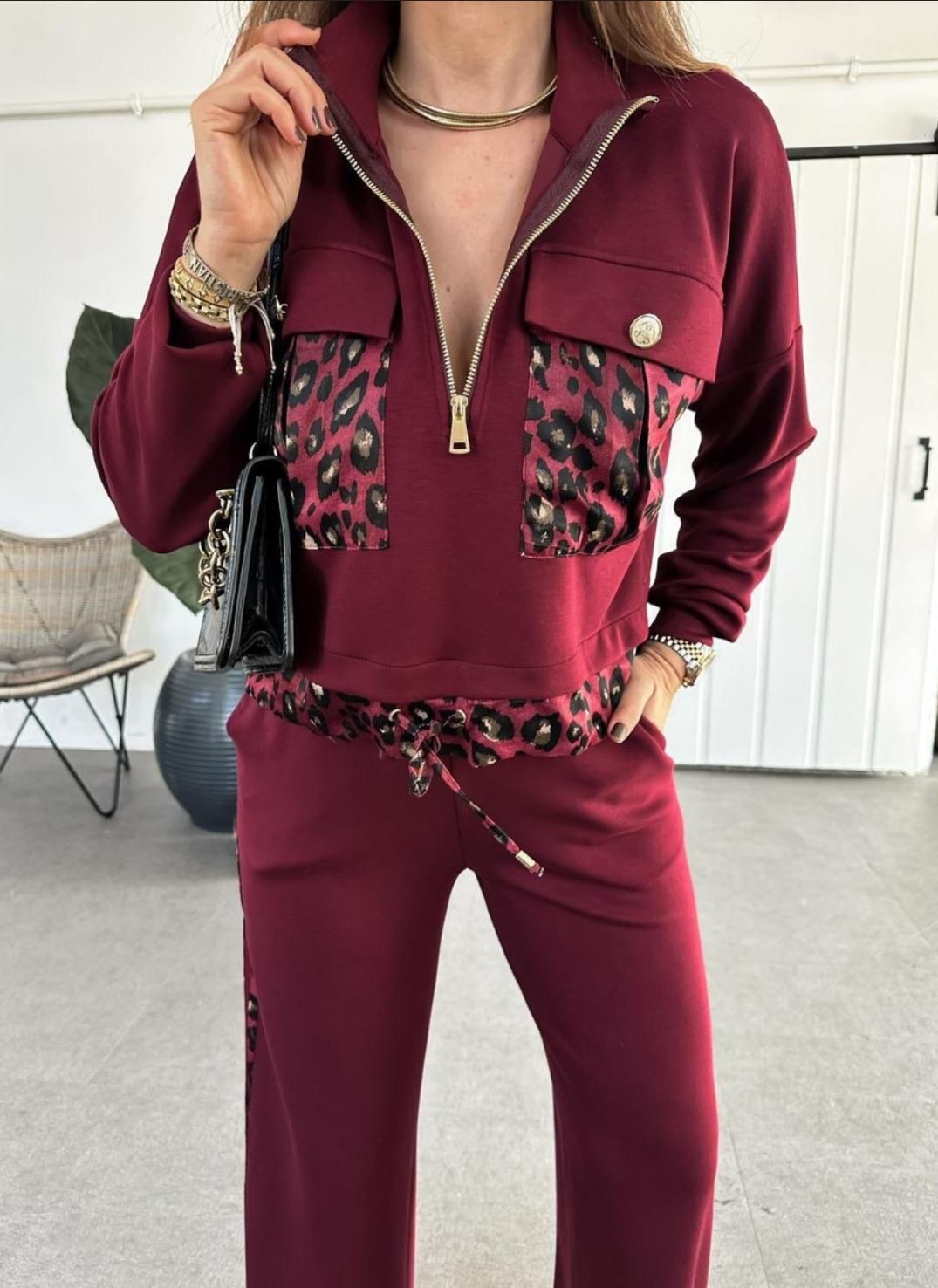 Trainingspak - Loungewear- Joggingspak - Sport kleding-Huispak Bordeaux