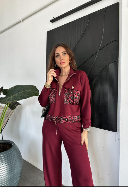 Trainingspak - Loungewear- Joggingspak - Sport kleding-Huispak Bordeaux