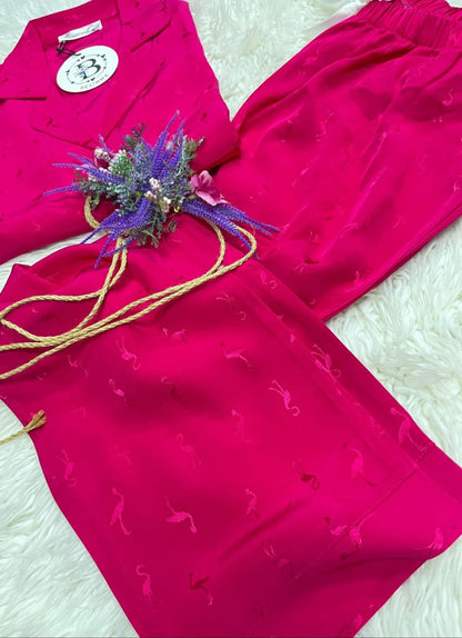 Pyjamaset- Nachtkleding- Flamingo  Fuchsia / Roze