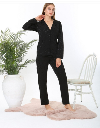 Pyjamaset- Nachtkleding- Zwart Hartjes