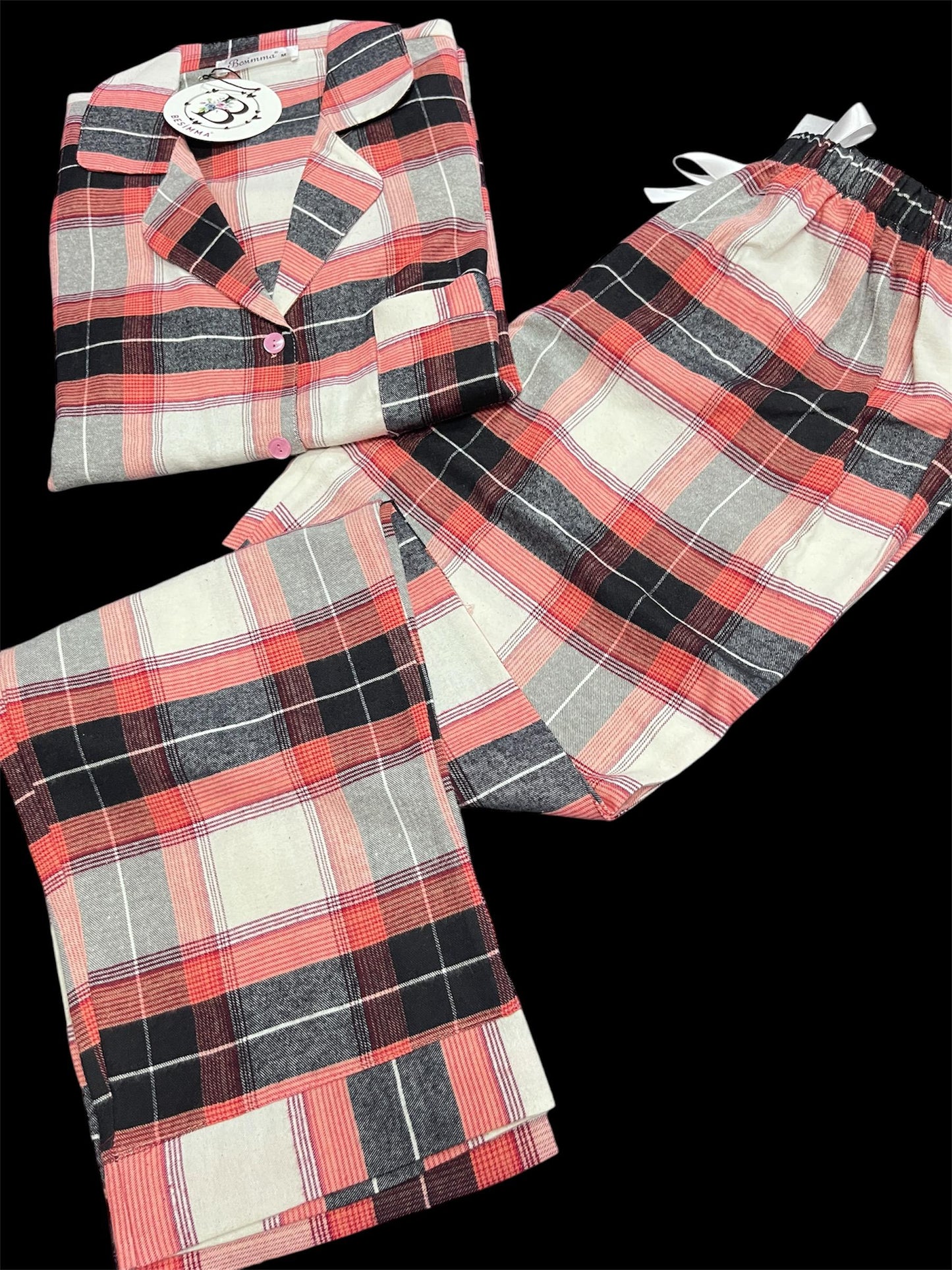 Flanel Dames Pyjamaset Met Geruit Patroon