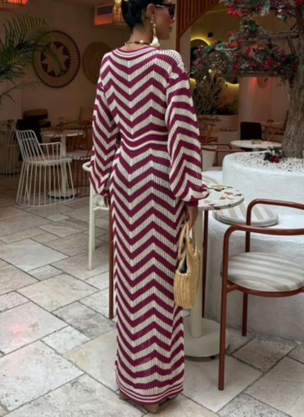 Gebreide Jurk Met Split - Veelkleurig Eén Maat