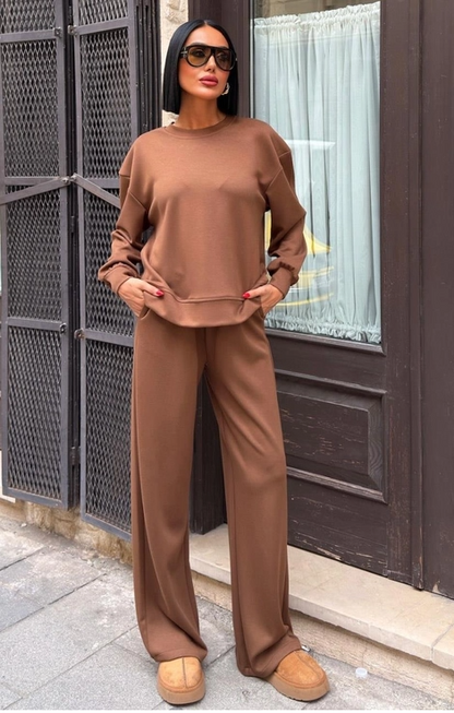 Dames Trainingspak - Loungewear- Joggingspak- Sporttrainingspak Bruin