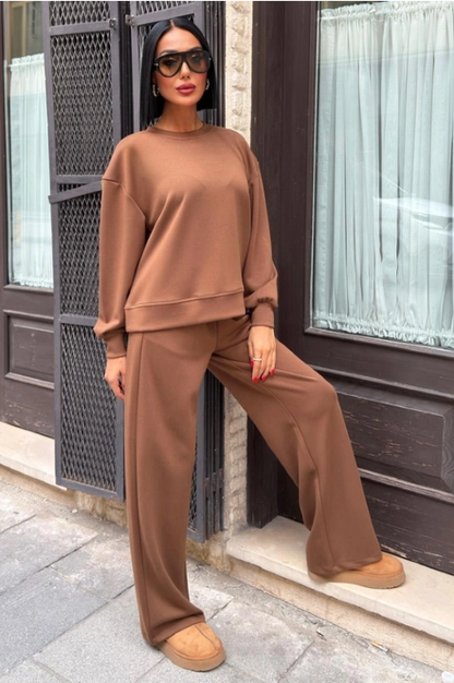 Dames Trainingspak - Loungewear- Joggingspak- Sporttrainingspak Bruin
