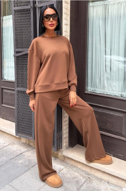 Dames Trainingspak - Loungewear- Joggingspak- Sporttrainingspak Bruin