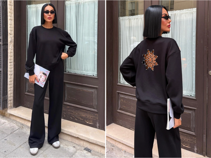 Trainingspak - Loungewear- Joggingspak-Zwart