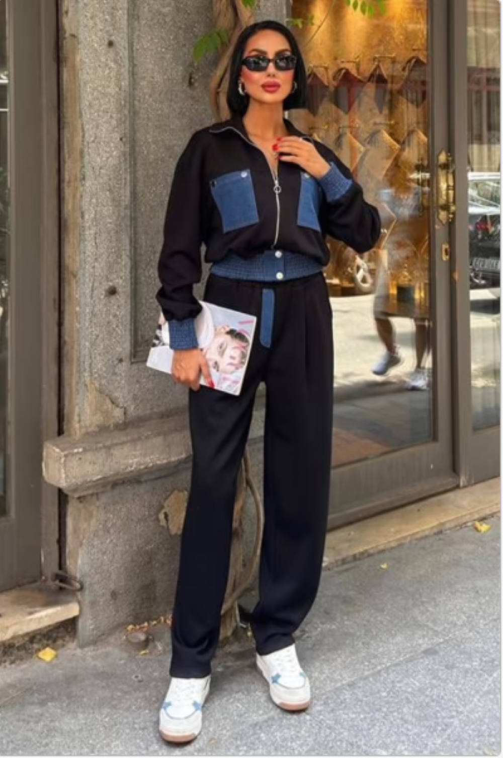 Trainingspak - Loungewear- Joggingspak - Sport kleding Met Ritssluiting- Jean- Modal Zwart